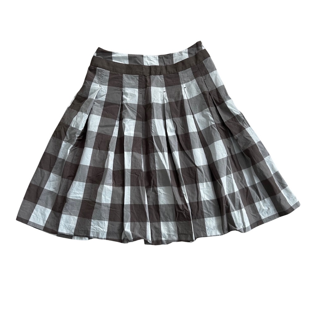 Pleated Black and White Gingham Skirt